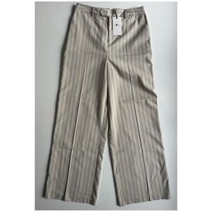 7 FOR ALL MANKIND High‎ Rise Wide Leg Dress Pant Womens 10 Beige Striped NWT